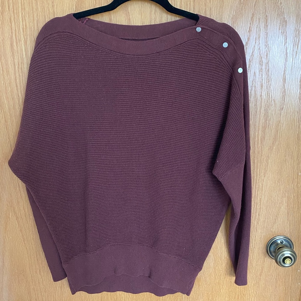 Simply Vera Vera Wang Brick-Red Knit Button-Shoulder Sweater